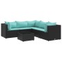 Set muebles de jardín 6 piezas y cojines ratán sintético negro von , Gartensets - Ref: Foro24-3308132, Preis: 445,34 €, Rabat...