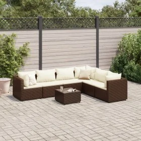 Set muebles de jardín 7 piezas y cojines ratán sintético marrón by , Garden sets - Ref: Foro24-3308145, Price: 555,12 €, Disc...