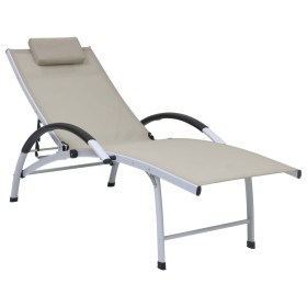 Sonnenliege aus cremefarbenem Textilene-Aluminium von vidaXL, Liegen - Ref: Foro24-310502, Preis: 150,19 €, Rabatt: %