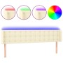 Cabecero con LED cuero sintético crema 163x16x78/88 cm