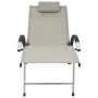 Cream textilene aluminum sun lounger by vidaXL, Loungers - Ref: Foro24-310502, Price: 147,18 €, Discount: %