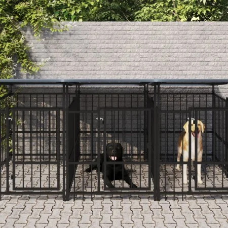 Außenzwinger mit Stahldach 15,02 m² von , Hundehütten und Zäune - Ref: Foro24-3124595, Preis: 2,00 €, Rabatt: %