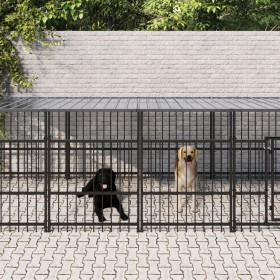Outdoor dog kennel with steel roof 11.26 m² by , Dog kennels and fences - Ref: Foro24-3124611, Price: 1,00 €, Discount: %