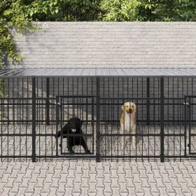 Außenzwinger mit Stahldach 15,02 m² von , Hundehütten und Zäune - Ref: Foro24-3124670, Preis: 1,00 €, Rabatt: %