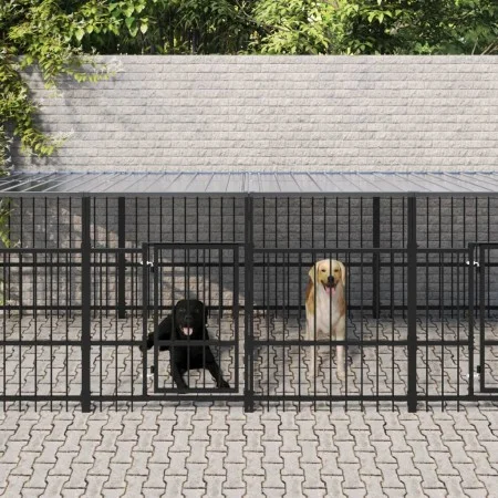 Außenzwinger mit Stahldach 15,02 m² von , Hundehütten und Zäune - Ref: Foro24-3124670, Preis: 1,00 €, Rabatt: %
