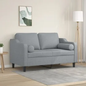 Zweiplätziges Sofa mit Kissen, helles graues Gewebe, 120 cm. von , Sofas - Ref: Foro24-3200837, Preis: 225,06 €, Rabatt: %