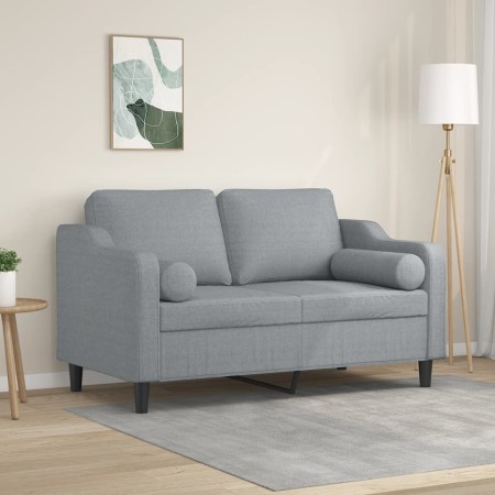 Zweiplätziges Sofa mit Kissen, helles graues Gewebe, 120 cm. von , Sofas - Ref: Foro24-3200837, Preis: 227,71 €, Rabatt: %