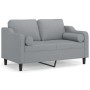 Zweiplätziges Sofa mit Kissen, helles graues Gewebe, 120 cm. von , Sofas - Ref: Foro24-3200837, Preis: 227,71 €, Rabatt: %