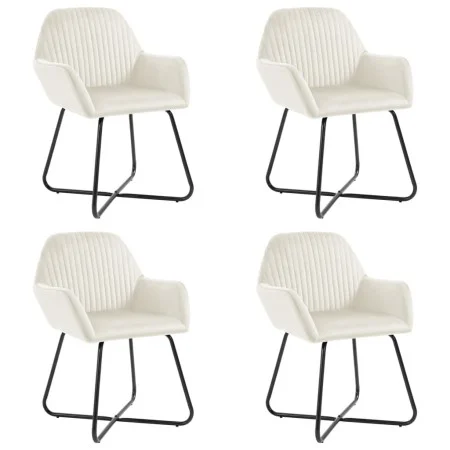Esszimmerstühle, 4 Stück, cremefarbenes Samtgewebe. von , Essstühle - Ref: Foro24-277013, Preis: 435,61 €, Rabatt: %