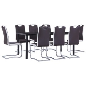 9-teiliges Esszimmer-Set aus braunem Kunstleder von , Möbelsets für Küchen und Esszimmer - Ref: Foro24-3053117, Preis: 784,76...