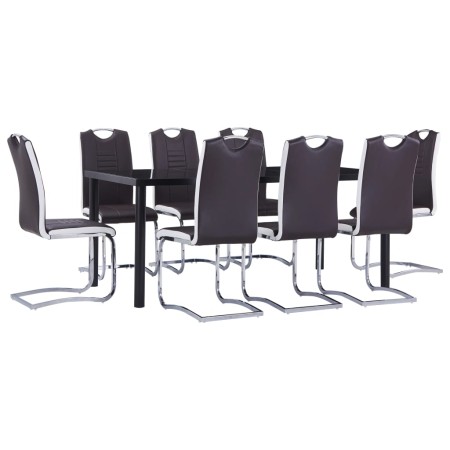 9-teiliges Esszimmer-Set aus braunem Kunstleder von , Möbelsets für Küchen und Esszimmer - Ref: Foro24-3053117, Preis: 784,76...