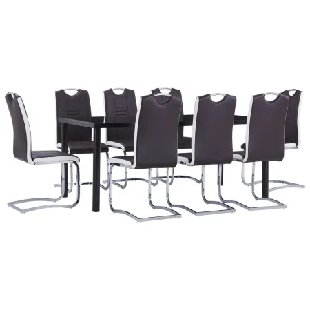 9-teiliges Esszimmer-Set aus braunem Kunstleder von , Möbelsets für Küchen und Esszimmer - Ref: Foro24-3053117, Preis: 728,64...