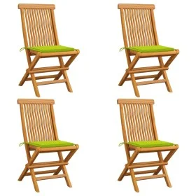 Gartenstühle 4 Stück mit leuchtend grünen Kissen aus Teakholz. von , Gartenstühle - Ref: Foro24-3062579, Preis: 254,45 €, Rab...
