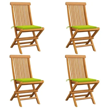 Garden chairs 4 units with bright green cushions teak wood by , Garden chairs - Ref: Foro24-3062579, Price: 254,00 €, Discoun...