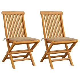 Gartenstühle, 2 Stück, mit beigen Kissen, Teakholz von , Gartenstühle - Ref: Foro24-3062463, Preis: 147,14 €, Rabatt: %