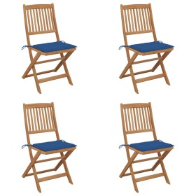 Folding garden chairs 4 units and solid acacia wood cushions by , Garden chairs - Ref: Foro24-3064681, Price: 227,77 €, Disco...
