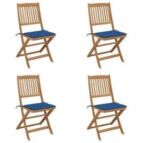 Sillas de jardín plegables 4 uds y cojines madera maciza acacia de , Sillas de jardín - Ref: Foro24-3064681, Precio: 223,06 €...