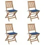 Folding garden chairs 4 units and solid acacia wood cushions by , Garden chairs - Ref: Foro24-3064681, Price: 223,06 €, Disco...