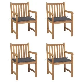 Gartensessel 4 Stück Teakholz und anthrazitgraue Kissen von , Gartenstühle - Ref: Foro24-3073004, Preis: 588,76 €, Rabatt: %