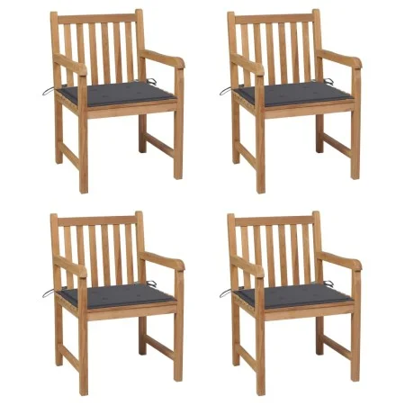 Gartensessel 4 Stück Teakholz und anthrazitgraue Kissen von , Gartenstühle - Ref: Foro24-3073004, Preis: 591,18 €, Rabatt: %