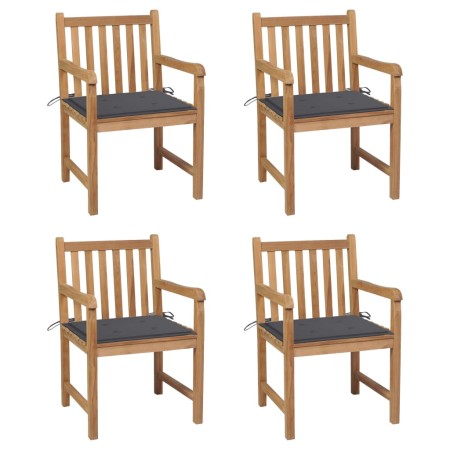 Gartensessel 4 Stück Teakholz und anthrazitgraue Kissen von , Gartenstühle - Ref: Foro24-3073004, Preis: 615,45 €, Rabatt: %