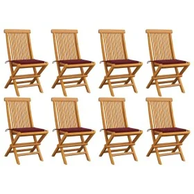 Gartenstühle 8 Stück Massivteakholz mit roten Kissen von , Gartenstühle - Ref: Foro24-3072926, Preis: 485,33 €, Rabatt: %