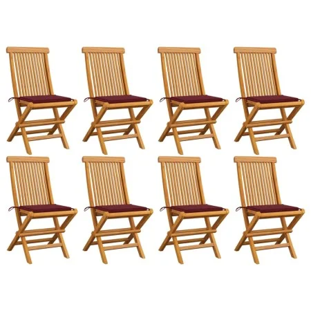 Gartenstühle 8 Stück Massivteakholz mit roten Kissen von , Gartenstühle - Ref: Foro24-3072926, Preis: 507,14 €, Rabatt: %