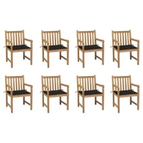 Garden chairs 8 units solid teak wood black cushions by , Garden chairs - Ref: Foro24-3073065, Price: 1,00 €, Discount: %