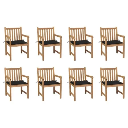 Gartensessel 8 Stück Massivholz Teakholz Schwarz Kissen von , Gartenstühle - Ref: Foro24-3073065, Preis: 1,00 €, Rabatt: %