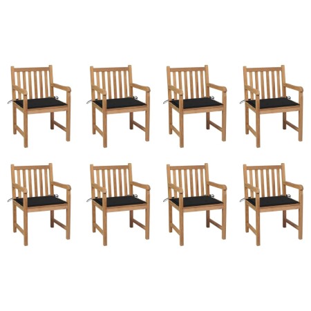 Gartensessel 8 Stück Massivholz Teakholz Schwarz Kissen von , Gartenstühle - Ref: Foro24-3073065, Preis: 1,00 €, Rabatt: %