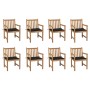 Sillas de jardín 8 uds madera maciza de teca cojines negro