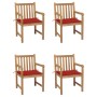 Gartensessel 4 Stück Massivholz aus Teakholz mit roten Kissen von , Gartenstühle - Ref: Foro24-3073010, Preis: 627,57 €, Raba...