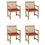 Sillas de jardín 4 uds madera maciza de teca con cojines rojos de , Sillas de jardín - Ref: Foro24-3073010, Precio: 599,76 €,...