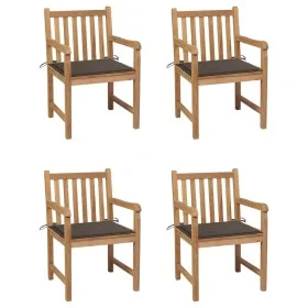 Gartenstühle 4 Stück Teakholz mit grauen Taupe-Kissen von , Gartenstühle - Ref: Foro24-3073012, Preis: 588,80 €, Rabatt: %