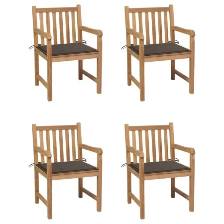 Gartenstühle 4 Stück Teakholz mit grauen Taupe-Kissen von , Gartenstühle - Ref: Foro24-3073012, Preis: 591,22 €, Rabatt: %
