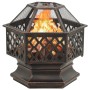 Brasero rústico con atizador acero XXL 62x54x56 cm de vidaXL, Chimeneas - Ref: Foro24-311887, Precio: 161,96 €, Descuento: %