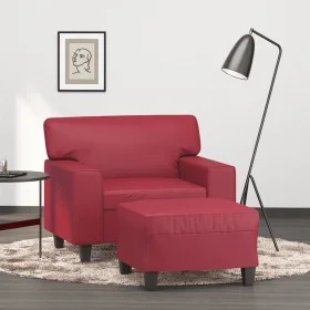 Armchair with footstool in synthetic red wine leather 60 cm by , Sofas - Ref: Foro24-3201162, Price: 236,03 €, Discount: %