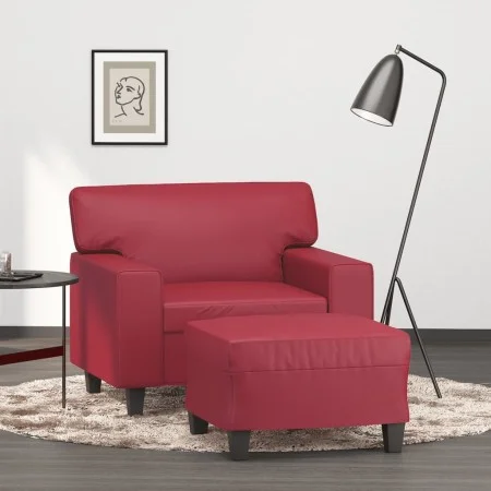 Armchair with footstool in synthetic red wine leather 60 cm by , Sofas - Ref: Foro24-3201162, Price: 236,03 €, Discount: %