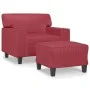 Armchair with footstool in synthetic red wine leather 60 cm by , Sofas - Ref: Foro24-3201162, Price: 236,03 €, Discount: %