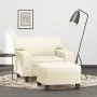 Armchair with footstool in cream synthetic leather, 60 cm. by , Sofas - Ref: Foro24-3201160, Price: 197,18 €, Discount: %