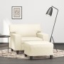 Sillón con taburete cuero sintético color crema 60 cm de , Sofás - Ref: Foro24-3201160, Precio: 199,70 €