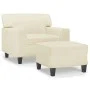 Armchair with footstool in cream synthetic leather, 60 cm. by , Sofas - Ref: Foro24-3201160, Price: 197,18 €, Discount: %