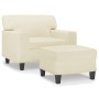 Sessel mit Hocker aus cremefarbenem Kunstleder, 60 cm. von , Sofas - Ref: Foro24-3201160, Preis: 199,82 €, Rabatt: %
