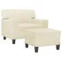 Armchair with footstool in cream synthetic leather, 60 cm. by , Sofas - Ref: Foro24-3201160, Price: 197,18 €, Discount: %