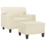 Sessel mit Hocker aus cremefarbenem Kunstleder, 60 cm. von , Sofas - Ref: Foro24-3201160, Preis: 199,82 €, Rabatt: %
