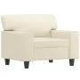 Armchair with footstool in cream synthetic leather, 60 cm. by , Sofas - Ref: Foro24-3201160, Price: 197,18 €, Discount: %