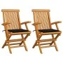 Garden chairs 2 units solid teak wood with black cushions by , Garden chairs - Ref: Foro24-3062494, Price: 186,70 €, Discount: %