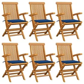 Gartenstühle 6 Stück Teakholz mit königsblauen Kissen von , Gartenstühle - Ref: Foro24-3062551, Preis: 448,99 €, Rabatt: %