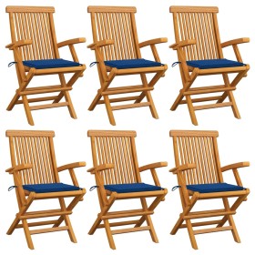 Gartenstühle 6 Stück Teakholz mit königsblauen Kissen von , Gartenstühle - Ref: Foro24-3062551, Preis: 462,99 €, Rabatt: %