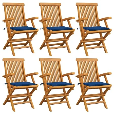 Garden chairs 6 pcs teak wood with royal blue cushions by , Garden chairs - Ref: Foro24-3062551, Price: 456,04 €, Discount: %